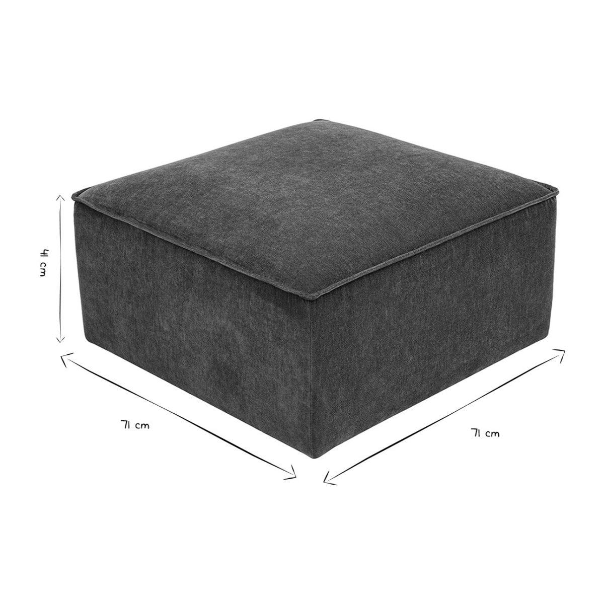 Pouf repose pieds en tissu effet velours vert kaki KERRY