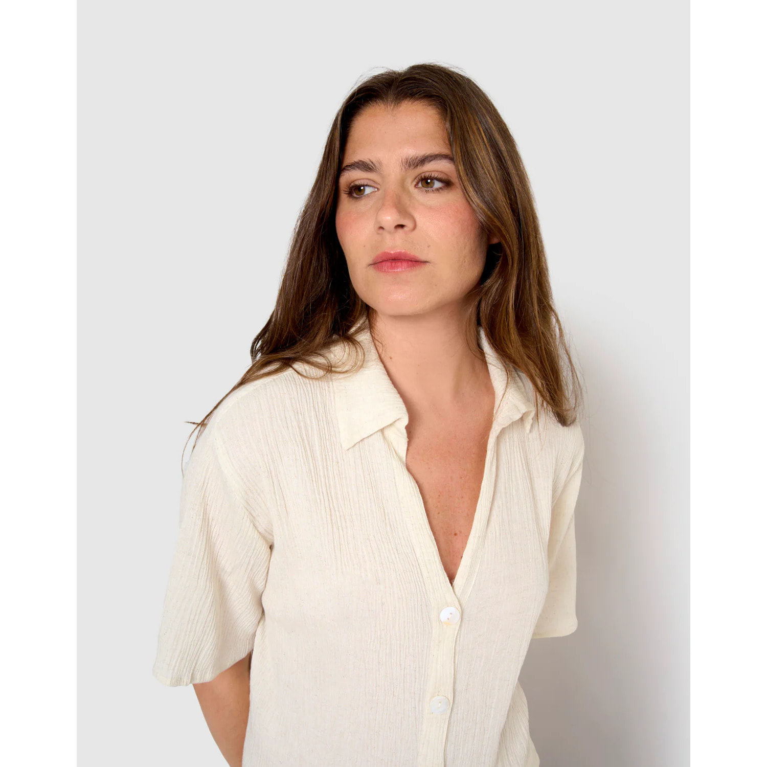 Set de camisa y short de algodón lino natural