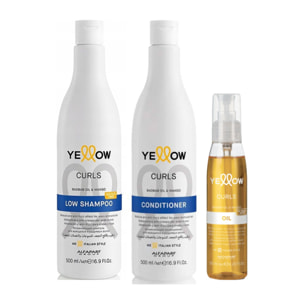 ALFAPARF Yellow Kit Curls Shampoo 500ml + Cond 500ml + Oil 125ml