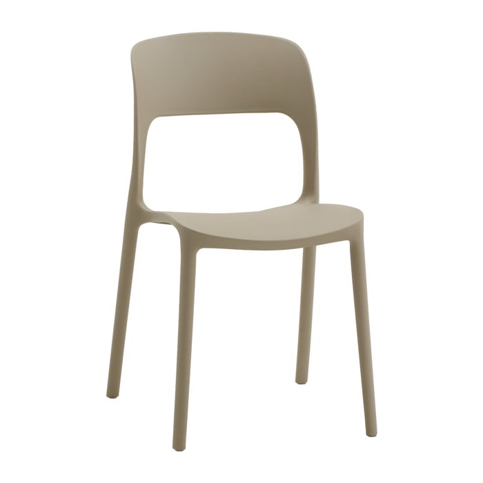 set 2 sedie impilabili in polipropilene beige