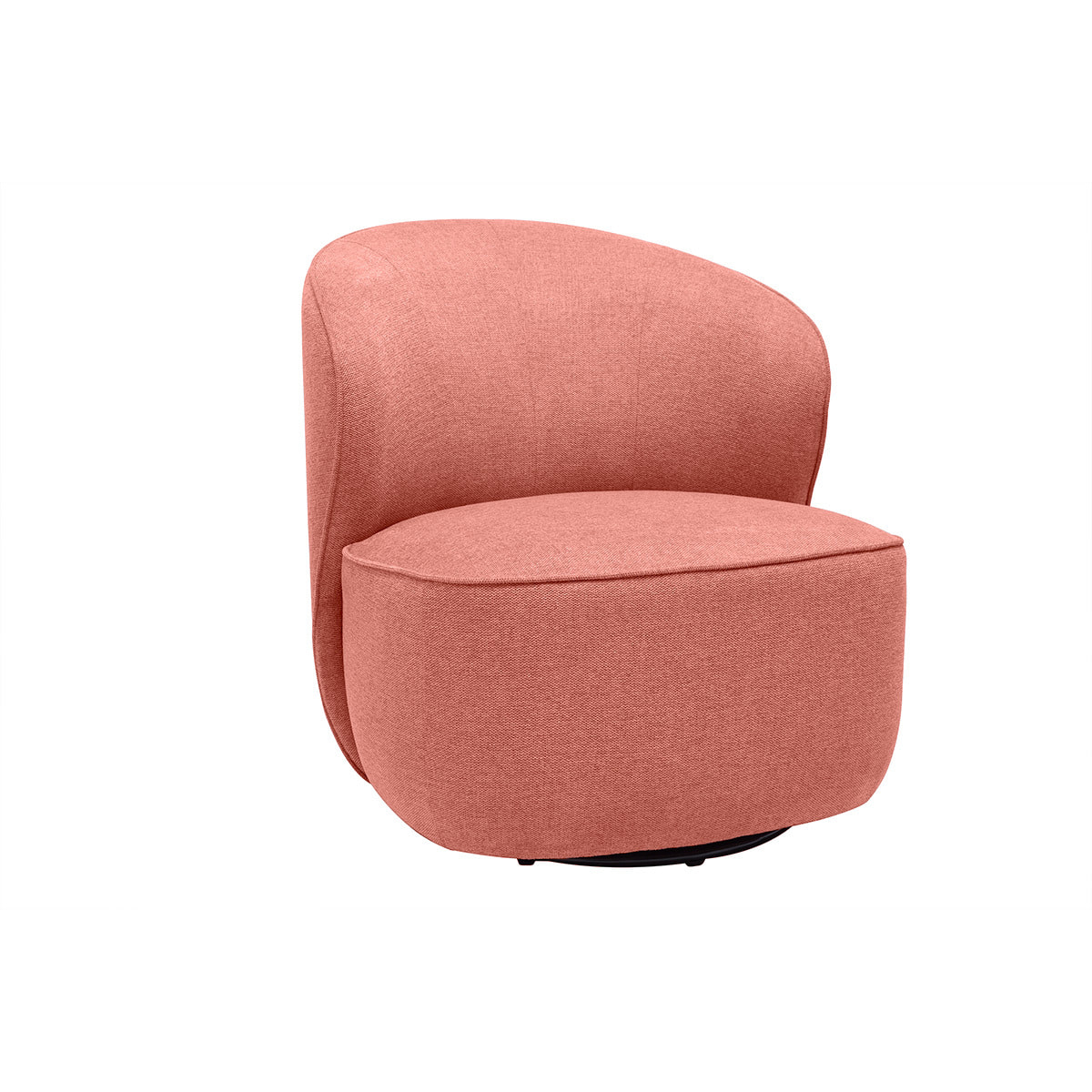 Fauteuil design pivotant en tissu effet velours texturé terracotta AMBER