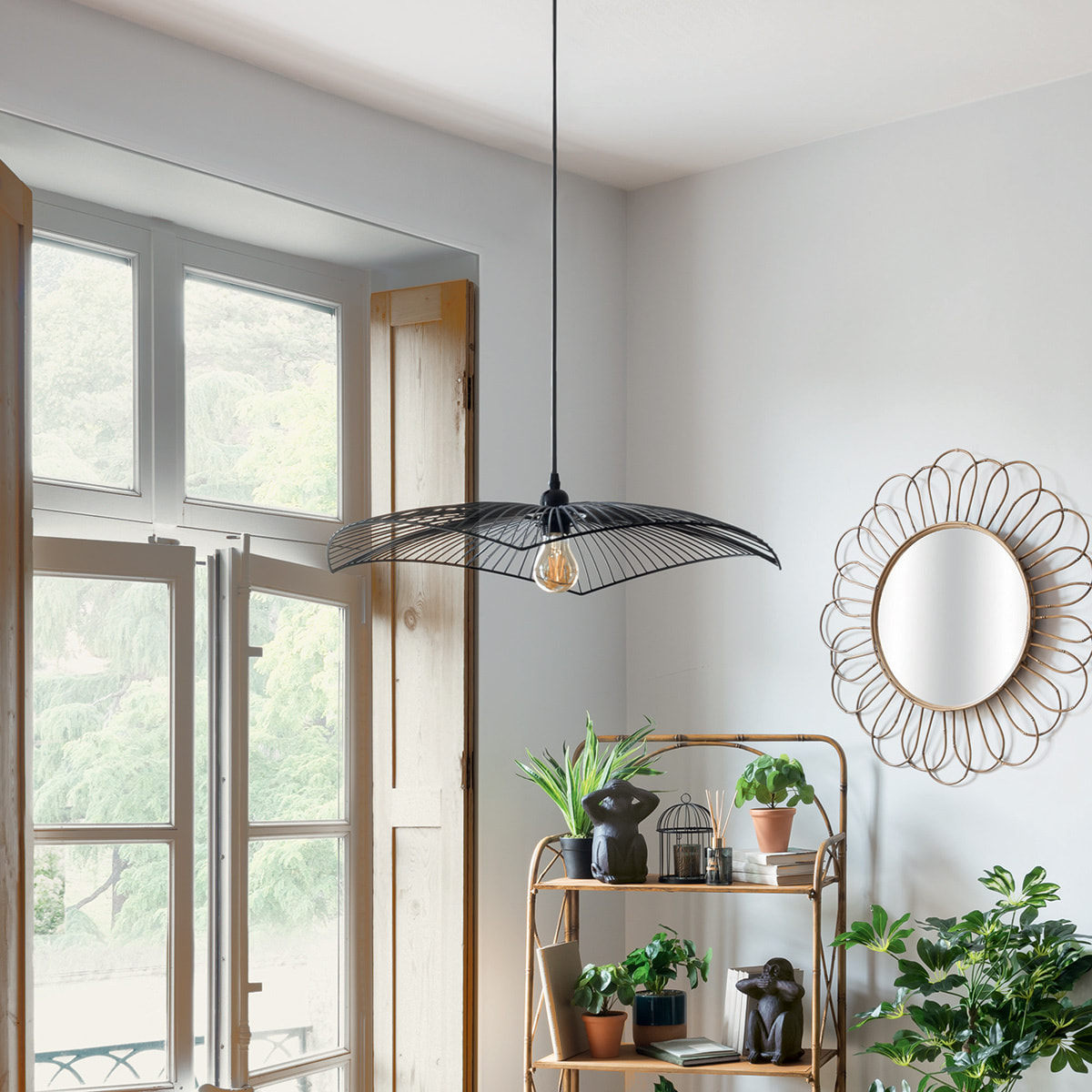 Suspension filaire "Cuzco" noire - métal D58 cm