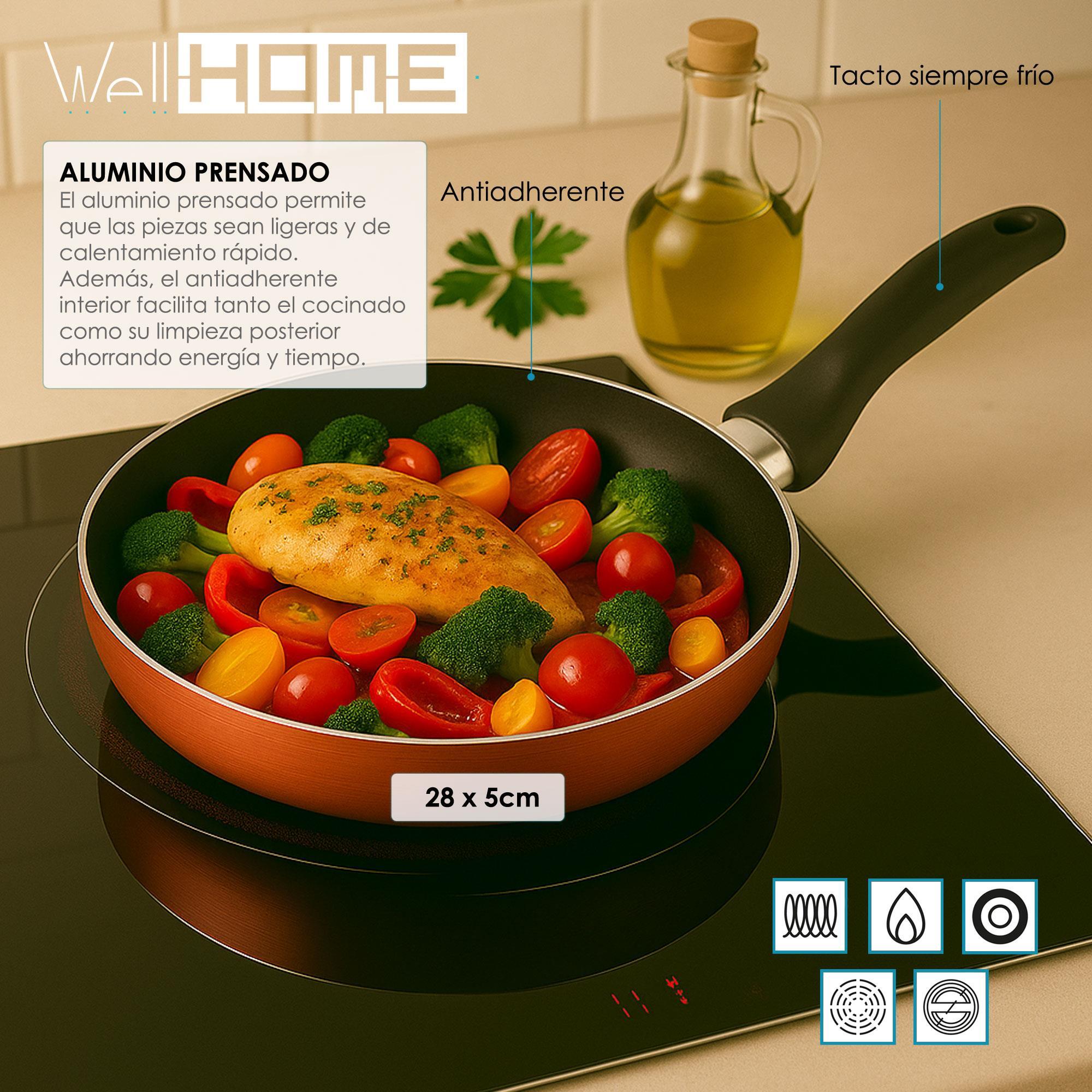 Sartén de Ø28x5cm en Aluminio prensado color Bronce metalizado