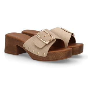 Sandalia tacon tipo zueco mujer