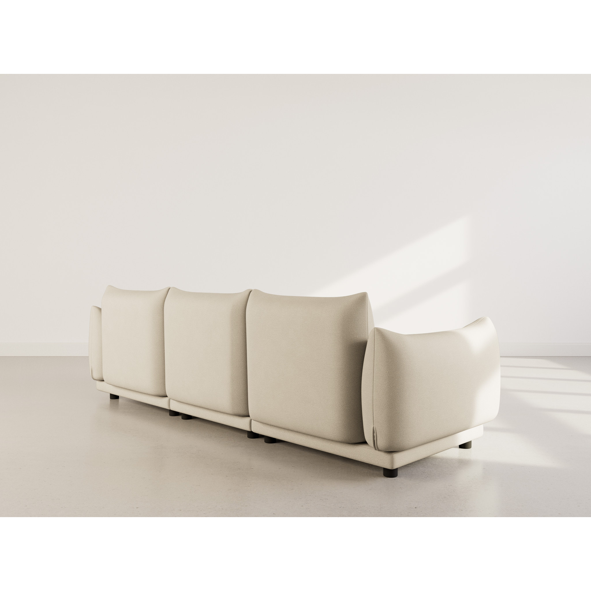 Jeanne - Canapé modulable d'angle réversible 4 places en velours texturé - Beige