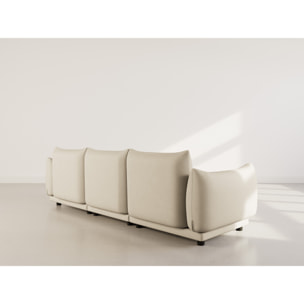 Jeanne - Canapé modulable d'angle réversible 4 places en velours texturé - Beige