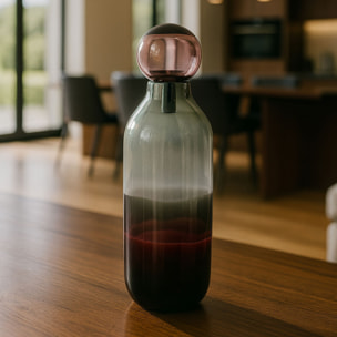 Vase avec bouchon bordeaux et gris en verre h46cm MAJESTY