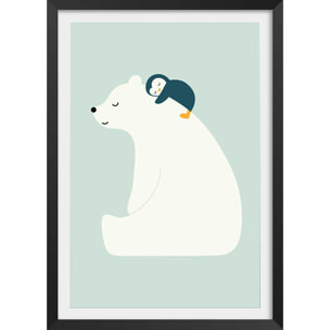 Affiche enfant calin polaire  Affiche sous cadre noir