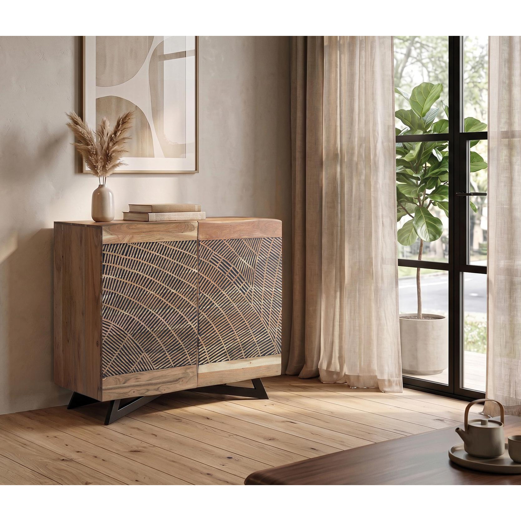 Aparador de Madera de Acacia Estilo Rústico Moderno