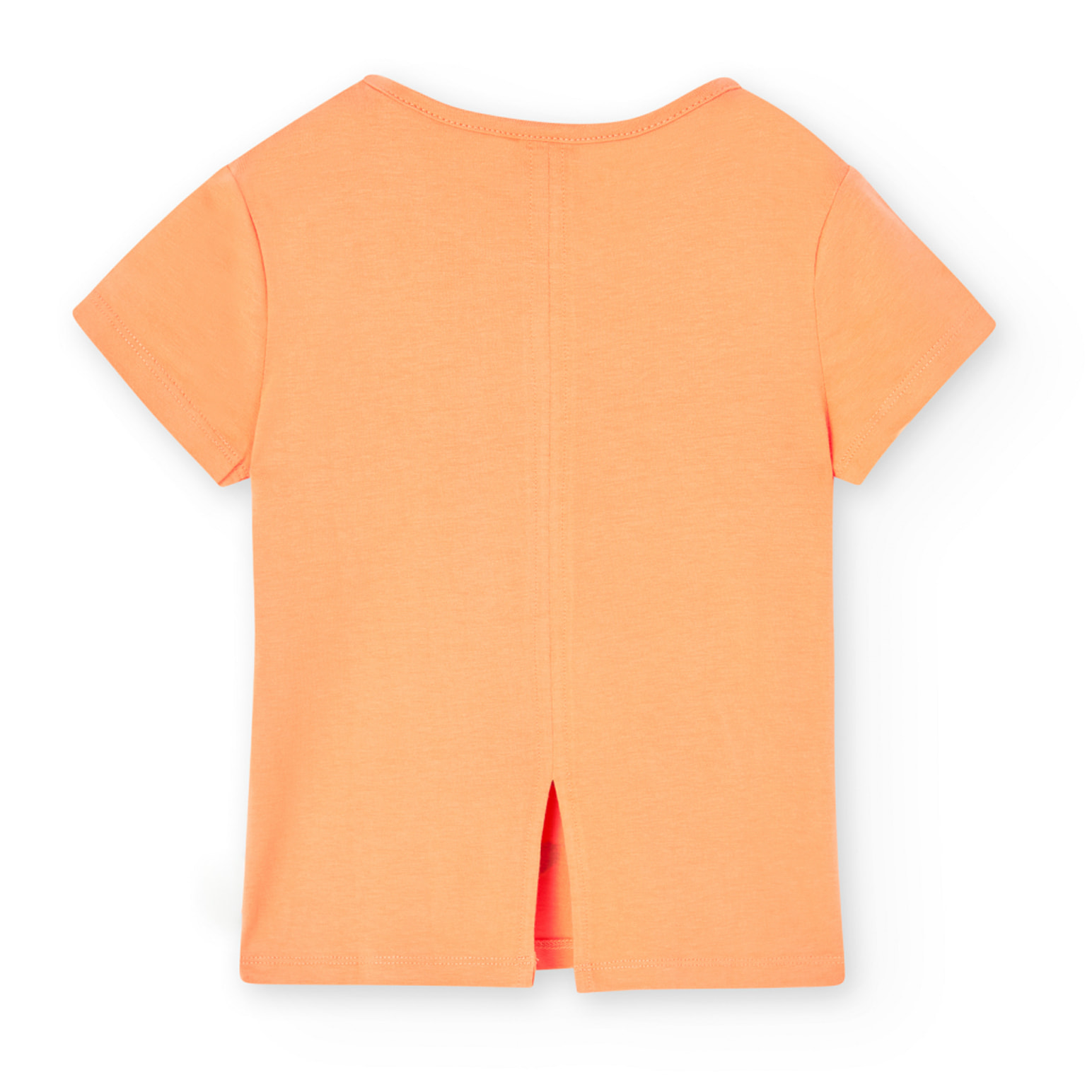 Camiseta niÃ±a estampada, mangas cortas, naranja