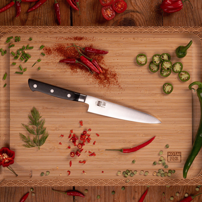 Set di coltelli Petty, Santoku e set per affilare Deluxe : Hashi Classico - acciaio inossidabile