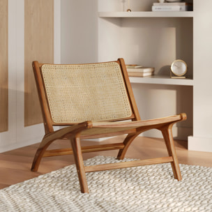 Fauteuil en teck et tressage cannage en rotin - Kilka