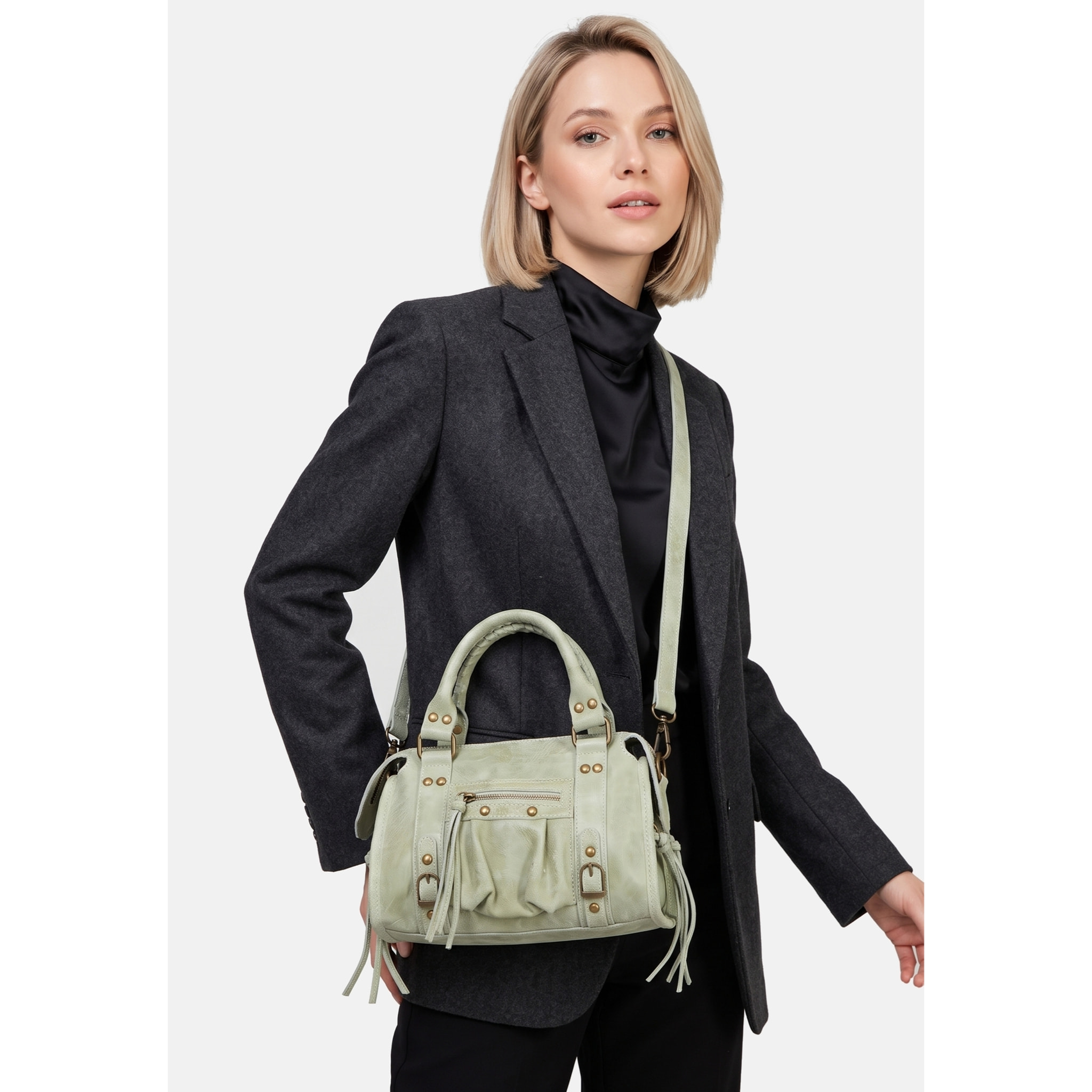 Borsa a spalla da donna - Modello Erisia - Vera pelle - 25.0 x 15.0 x 10.0 cm