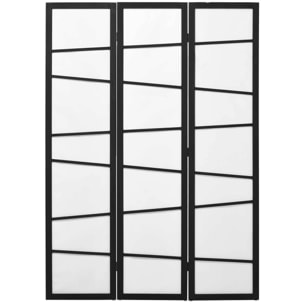 Biombo de 3 Paneles Divisor de Habitación Plegable 120x170 cm Separador de Ambientes de Madera Decoración para Oficina Dormitorio Salón Negro y Blanco