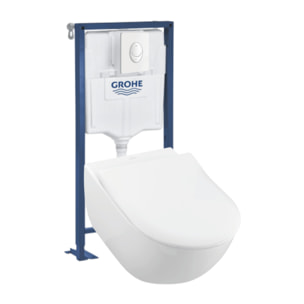 Pack WC suspendu sans bride Subway 2.0 + abattant + plaque blanche + bâti Grohe