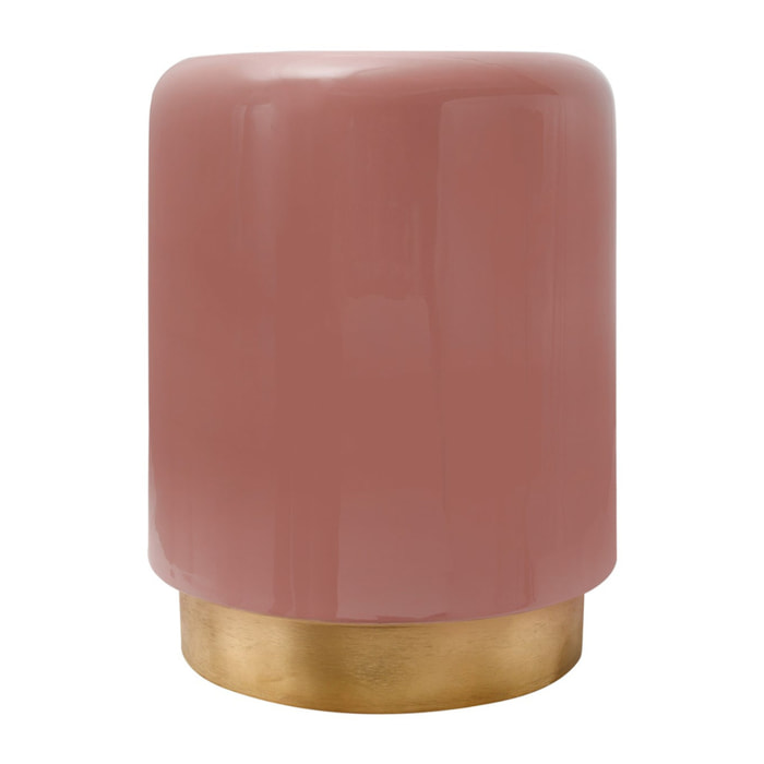 Tavolino Art Deco Rosa con Base Dorata