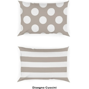 Coppia Federe per cuscini letto POIS BEIGE 100% Cotone e Made in Italy a pallini retrò