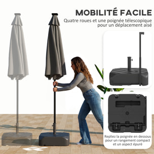 Pied de parasol mobile HDPE effet bois noir