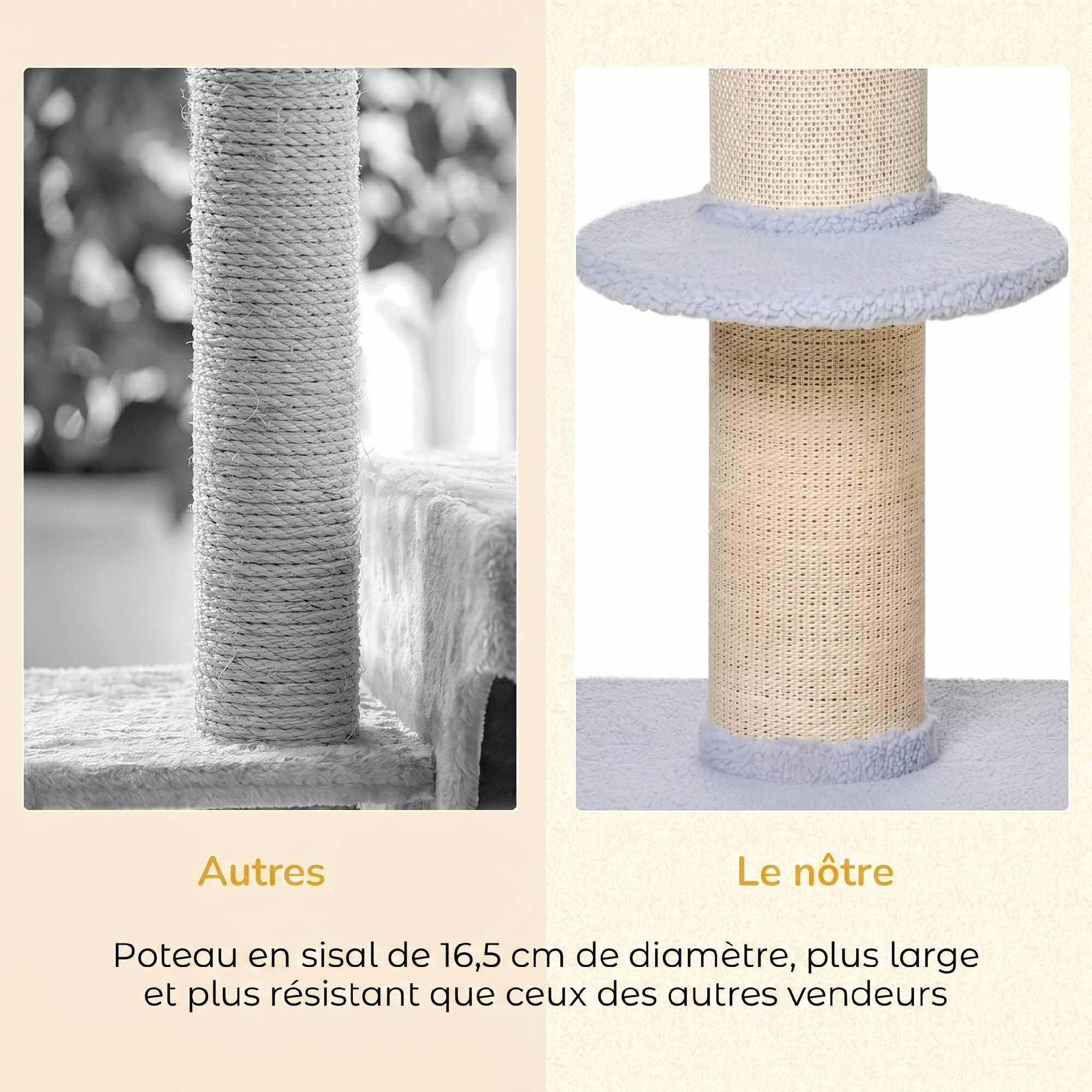 Arbre à chat avec griffoir centre d'activités 2 plateformes coussin bleu