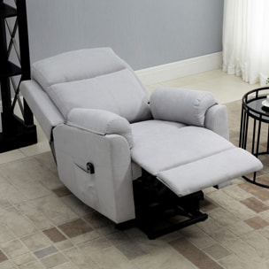 Fauteuil de relaxation électrique - fauteuil releveur inclinable avec repose-pied ajustable et télécommande - tissu aspect lin gris clair