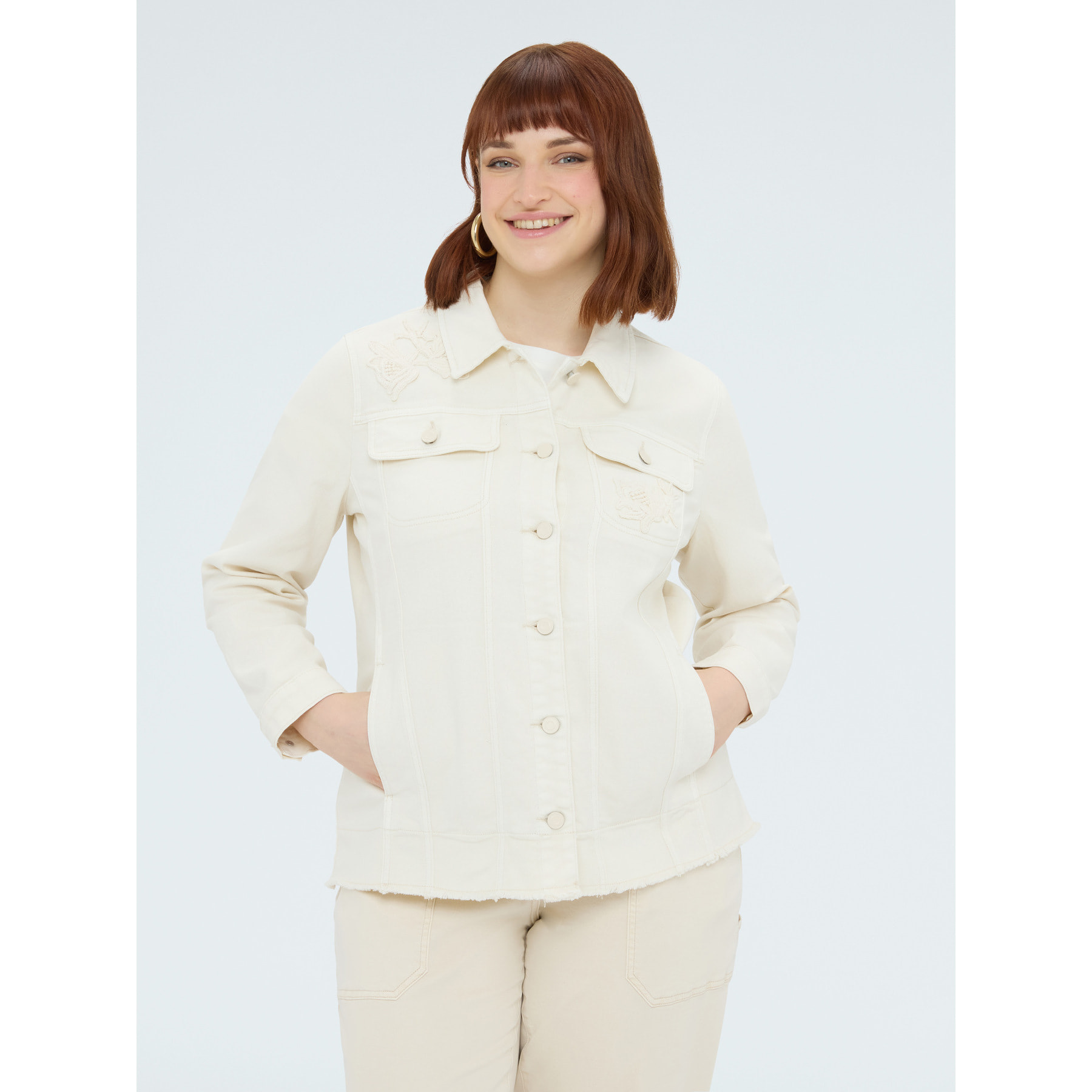Fiorella Rubino - Camisa shacket con bordados florales - Beige