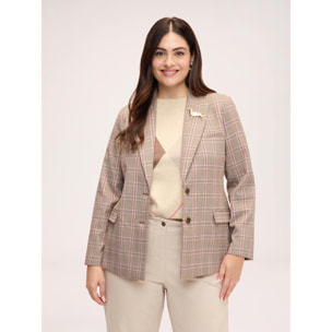 Fiorella Rubino - Blazer a quadri con spilla bassotto - Grigio