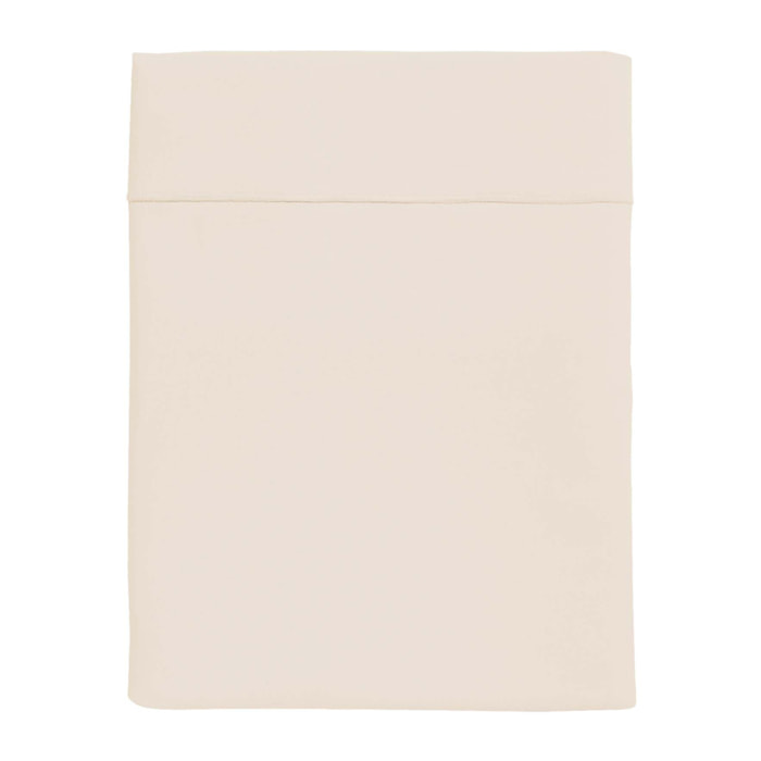 Drap plat uni en coton lavé, Made in France, SOFT LINE , Beige