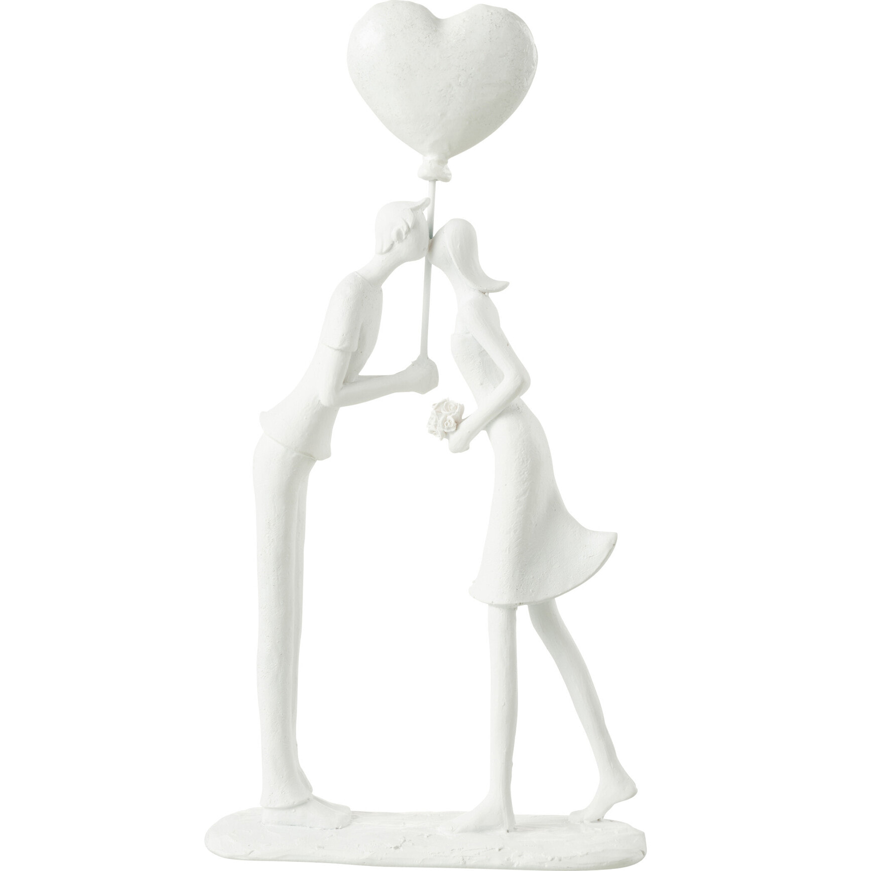 J-Line Couple Bisou Cœur Ballon Poly Blanc