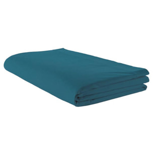 Drap plat piqué uni en percale de coton - Bleu Pétrole