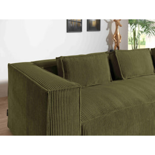 Stella - canapé d'angle droit en velours côtelé - 4 places -style contemporain - Vert