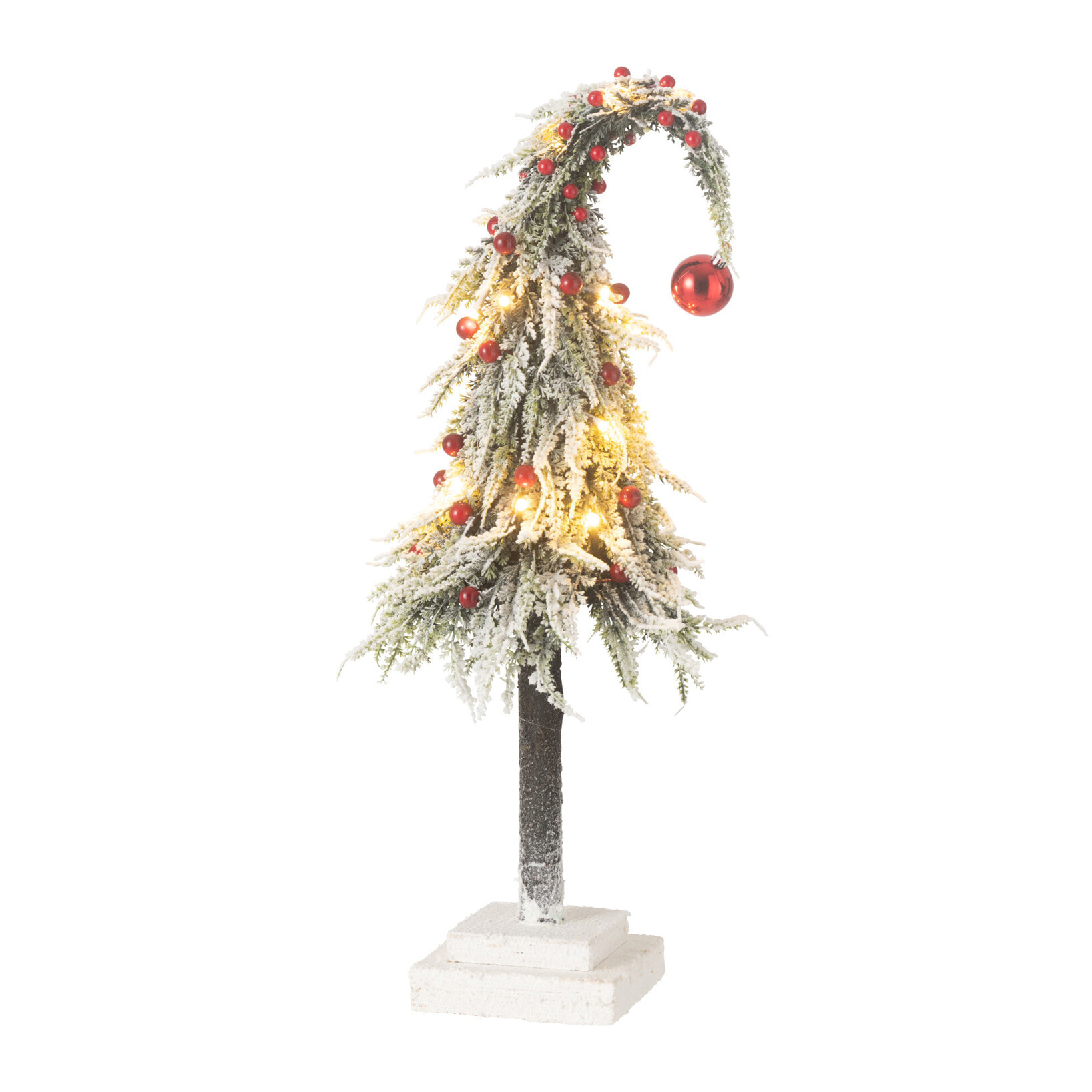 J-Line décoration sapin De Noël Bonnet Neige - plastique - vert/rouge - medium - LED