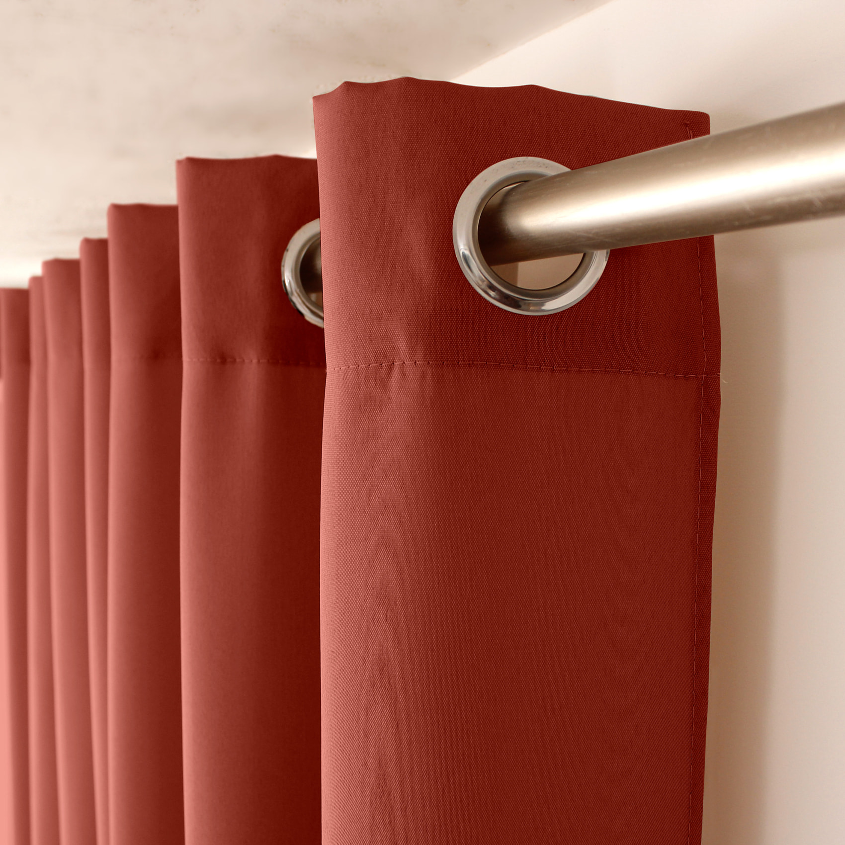 Rideau uni à oeillets - Brique
