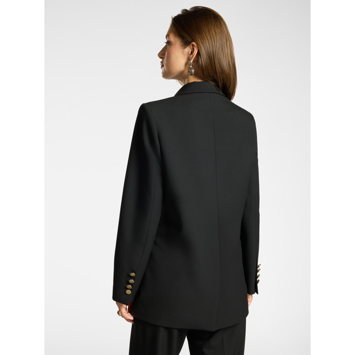 Elena Mirò - Blazer sartoriale in twill misto lana - Nero