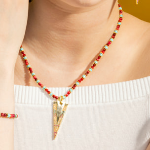 Collar con Circonita Multicolor acabado oro 18k