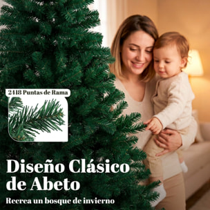 Árbol de Navidad Artificial de 270 cm, Árbol de Navidad de Abeto con Ramas Articuladas, 2418 Puntas de PVC Ignífugo, Montaje Rápido, Soporte de Acero Plegable, Verde