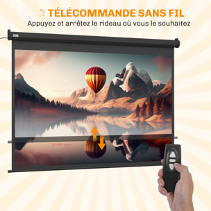 Ecran de projection motorisé home-cinéma format 4:3 84 pouces 171L x 130H cm noir