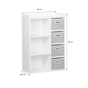 Meuble de rangement pour enfant avec 7 compartiments et 4 paniers fibre naturelle