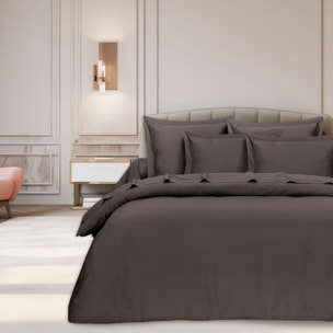 Parure housse de couette en satin de coton anthracite