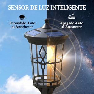 Farola Solar Exterior de Jardín con Macetero, Luz Solar de Exterior LED, 2 Modos de Brillo 100/50 lm, Impermeable IP44, Encendido/Apagado Automático, para Terraza, Patio, 41,5x41,5x202,5 cm