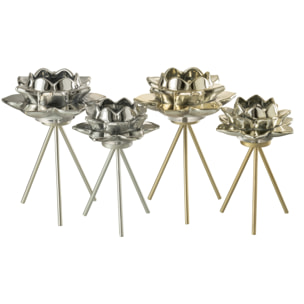 J-Line photophore Sur Pied Fleur - verre - or - large