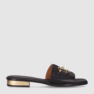 Sandalias de Piel - Negro - Tacón: 2 cm
