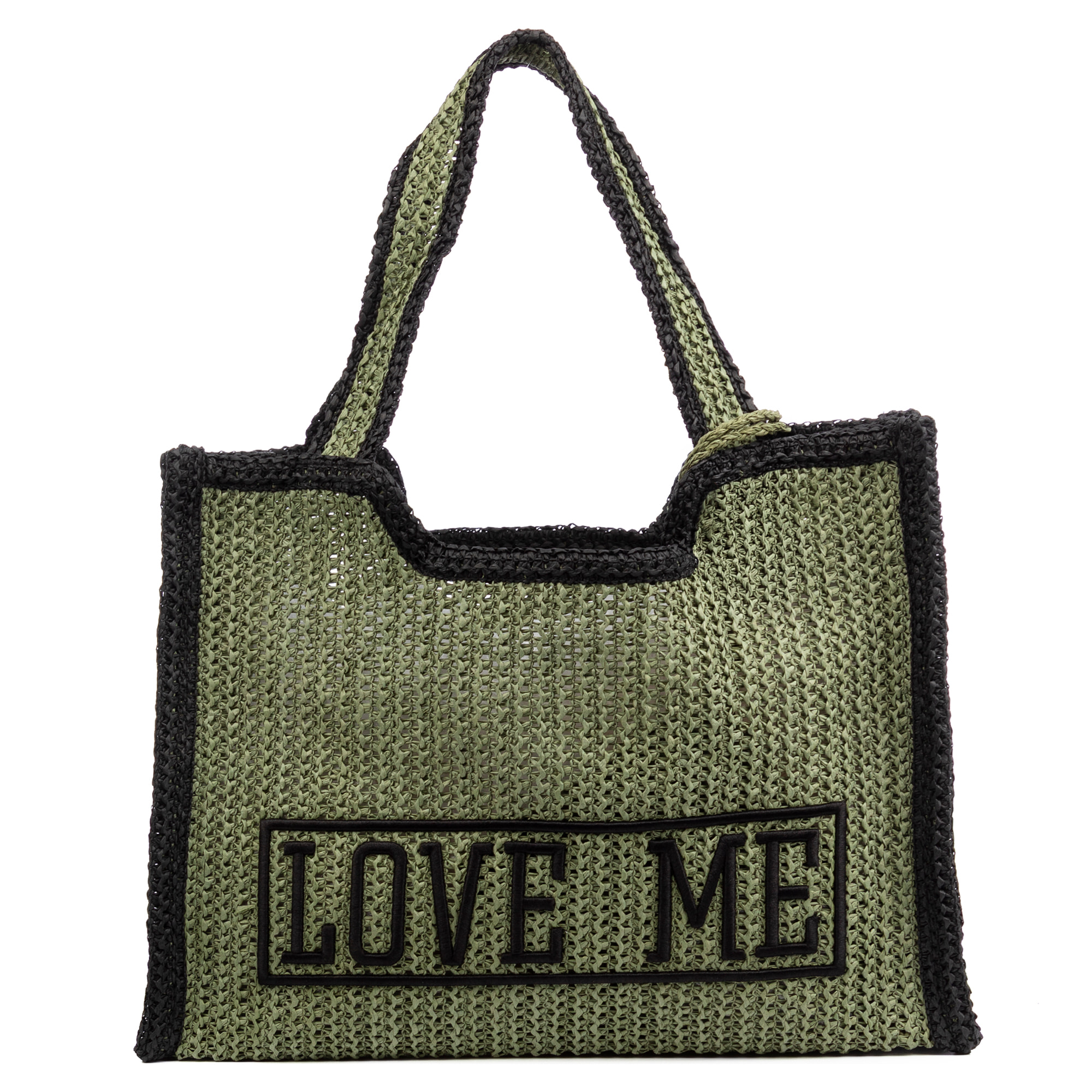 Bergamasco Bolso shopper Mujer. Fabricado en paja trenzada diseño "Love Me".