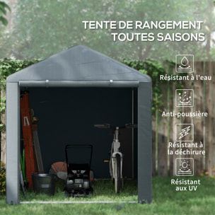 Abri de jardin tente de stockage portable abri de vélo garage pour extérieur avec cadre en acier galvanisé et grande porte, 1,6 x 2,2 m gris foncé