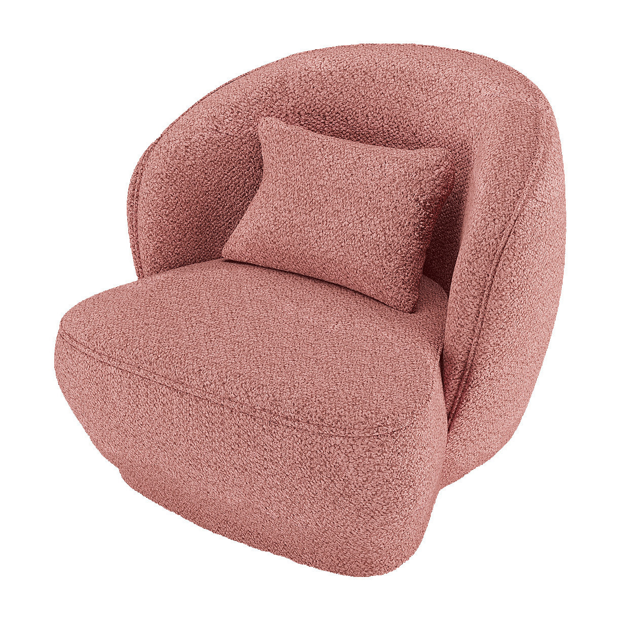 Fauteuil design bouclé rose