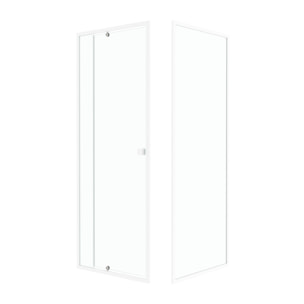 Pack porte de douche pivotante blanc de 78 à 90x185cm + retour 80 verre 5mm - WHITY PIVOT