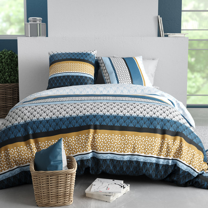 Parure housse de couette imprimé 100% coton - osis
