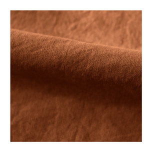 Drap housse Palace pur coton teint lavé 63 fils/cm² Vent du sud  -  Palace Terre Cuite