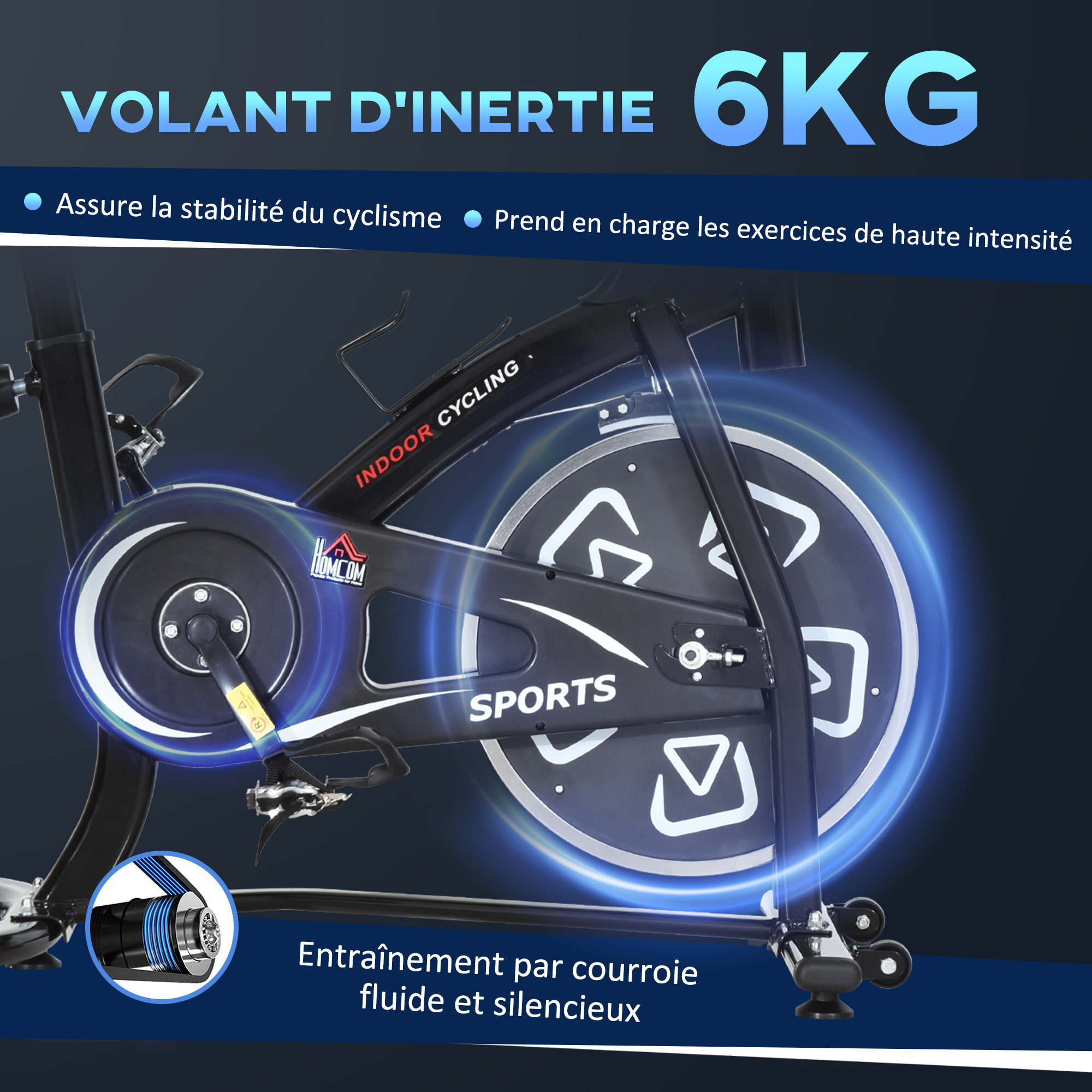 Vélo d'appartement cardio vélo biking écran multifonction selle et guidon réglable noir