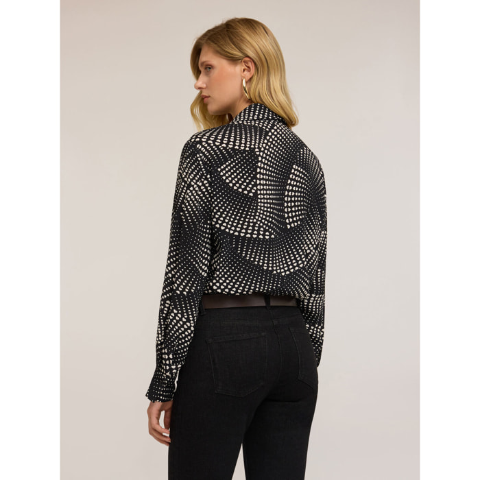 Motivi - Camicia con cravattina fantasia a cuori - Nero