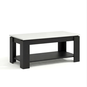 Mesa de centro elevable con almacenaje en negro mate y blanco artik 102x43-54 cm Lya Negro Mate - Blanco Artik